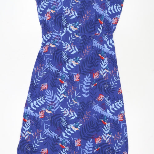 White Stuff Women's Blue Floral Sleeveless A-Line Dress Size 10