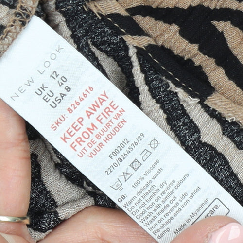 New Look Women’s Brown Zebra Print Sleeveless Long Slip Dress Size 12