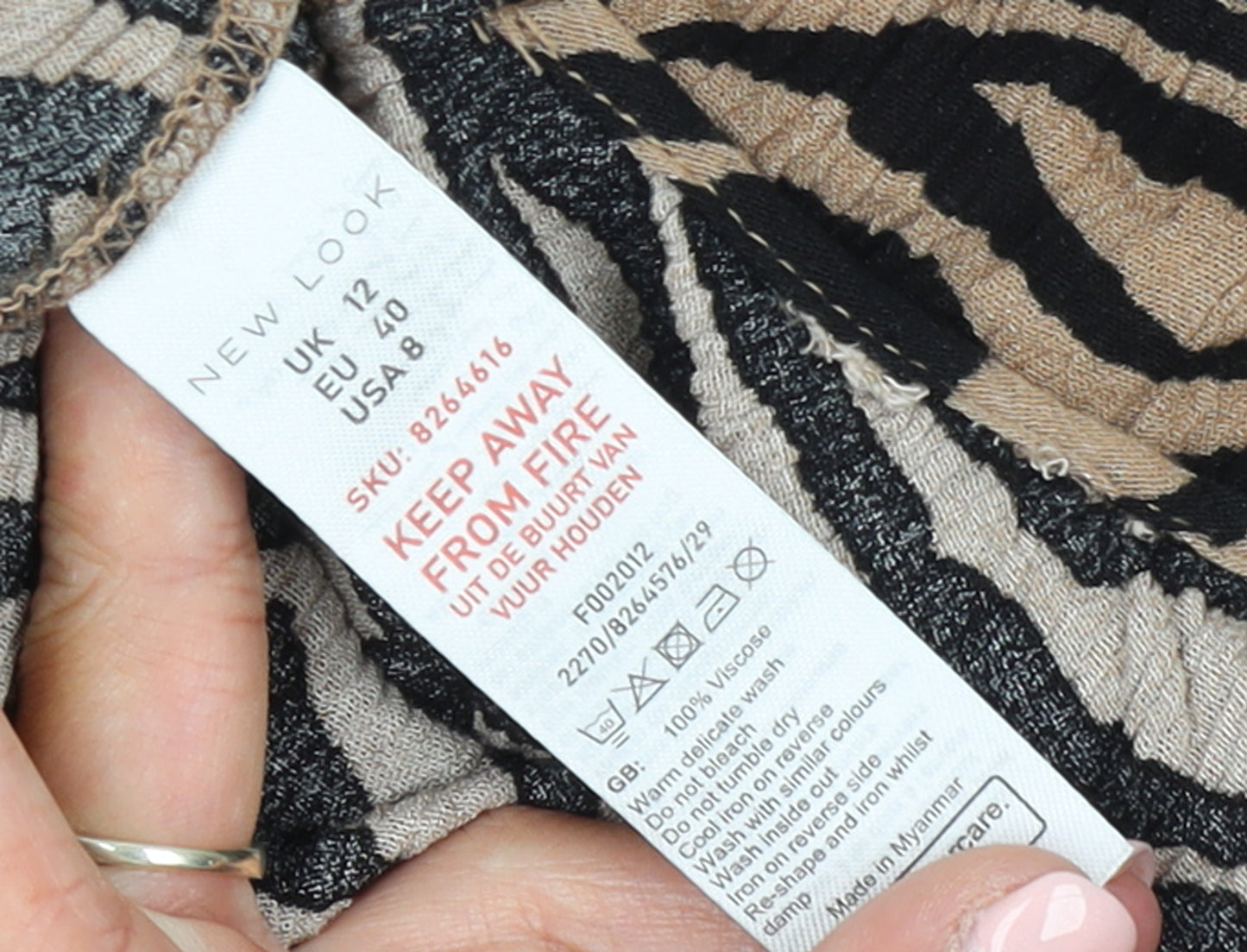 New Look Women’s Brown Zebra Print Sleeveless Long Slip Dress Size 12