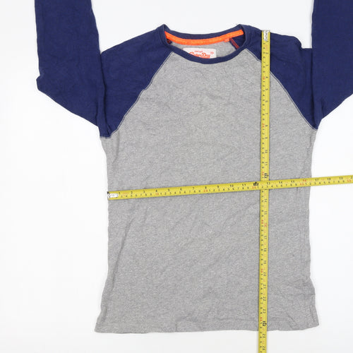 Superdry Men's Grey Blue Long Sleeve Crew Neck Slim Fit T-Shirt S