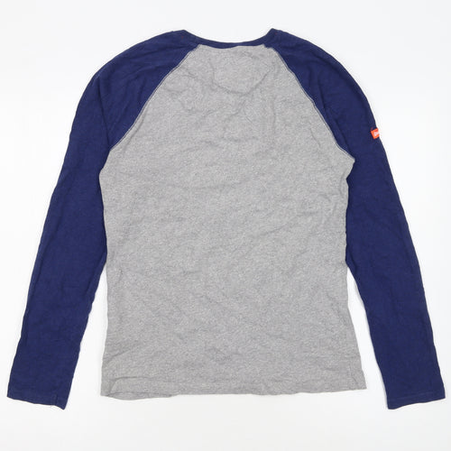 Superdry Men's Grey Blue Long Sleeve Crew Neck Slim Fit T-Shirt S