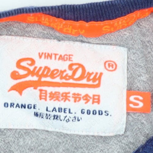Superdry Men's Grey Blue Long Sleeve Crew Neck Slim Fit T-Shirt S