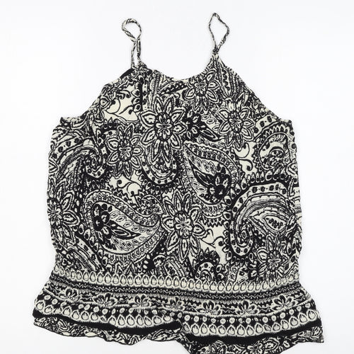 QED London Women’s Black Paisley Viscose Camisole Top Size 14