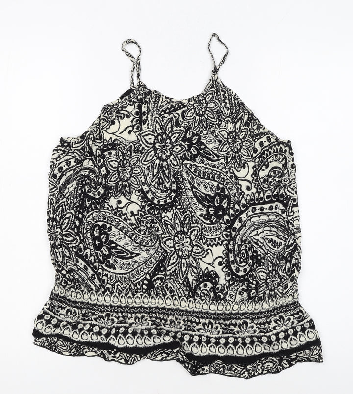 QED London Women’s Black Paisley Viscose Camisole Top Size 14