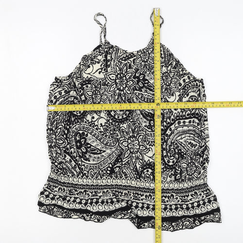 QED London Women’s Black Paisley Viscose Camisole Top Size 14
