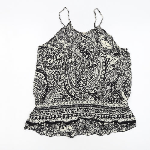 QED London Women’s Black Paisley Viscose Camisole Top Size 14
