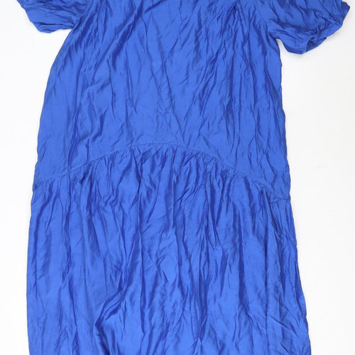 H&M Women's Blue Off Shoulder Shift Dress Size 14