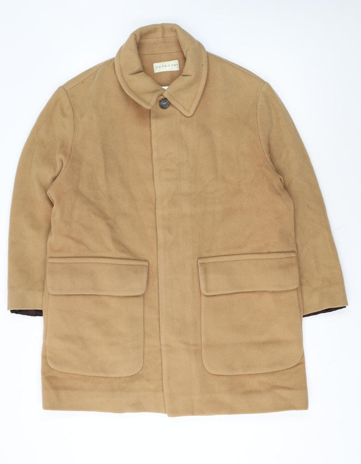 Paradox Women Beige Wool Blend Mid-Length Overcoat Size S