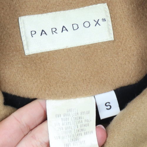 Paradox Women Beige Wool Blend Mid-Length Overcoat Size S