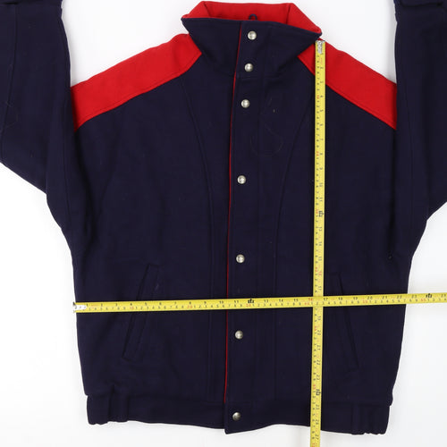 Woolrich Men's Blue and Red Wool Bomber Jacket M Winter Outdoor