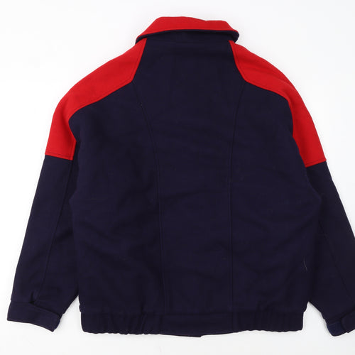Woolrich Men's Blue and Red Wool Bomber Jacket M Winter Outdoor