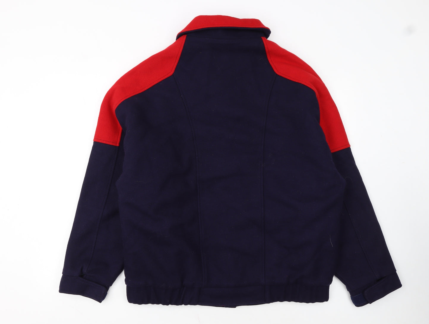 Woolrich Men's Blue and Red Wool Bomber Jacket M Winter Outdoor