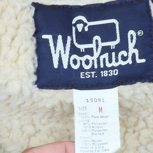 Woolrich Men's Blue and Red Wool Bomber Jacket M Winter Outdoor