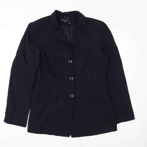Ann Taylor Women's Navy Blue Wool Blend Blazer Size 14 Single-Breasted