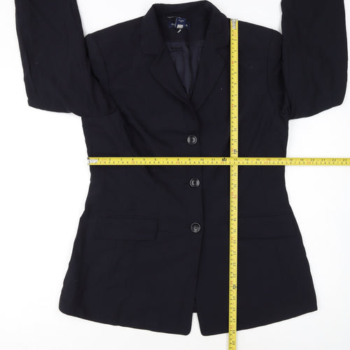 Ann Taylor Women's Navy Blue Wool Blend Blazer Size 14 Single-Breasted