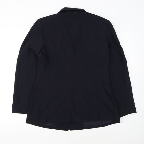 Ann Taylor Women's Navy Blue Wool Blend Blazer Size 14 Single-Breasted