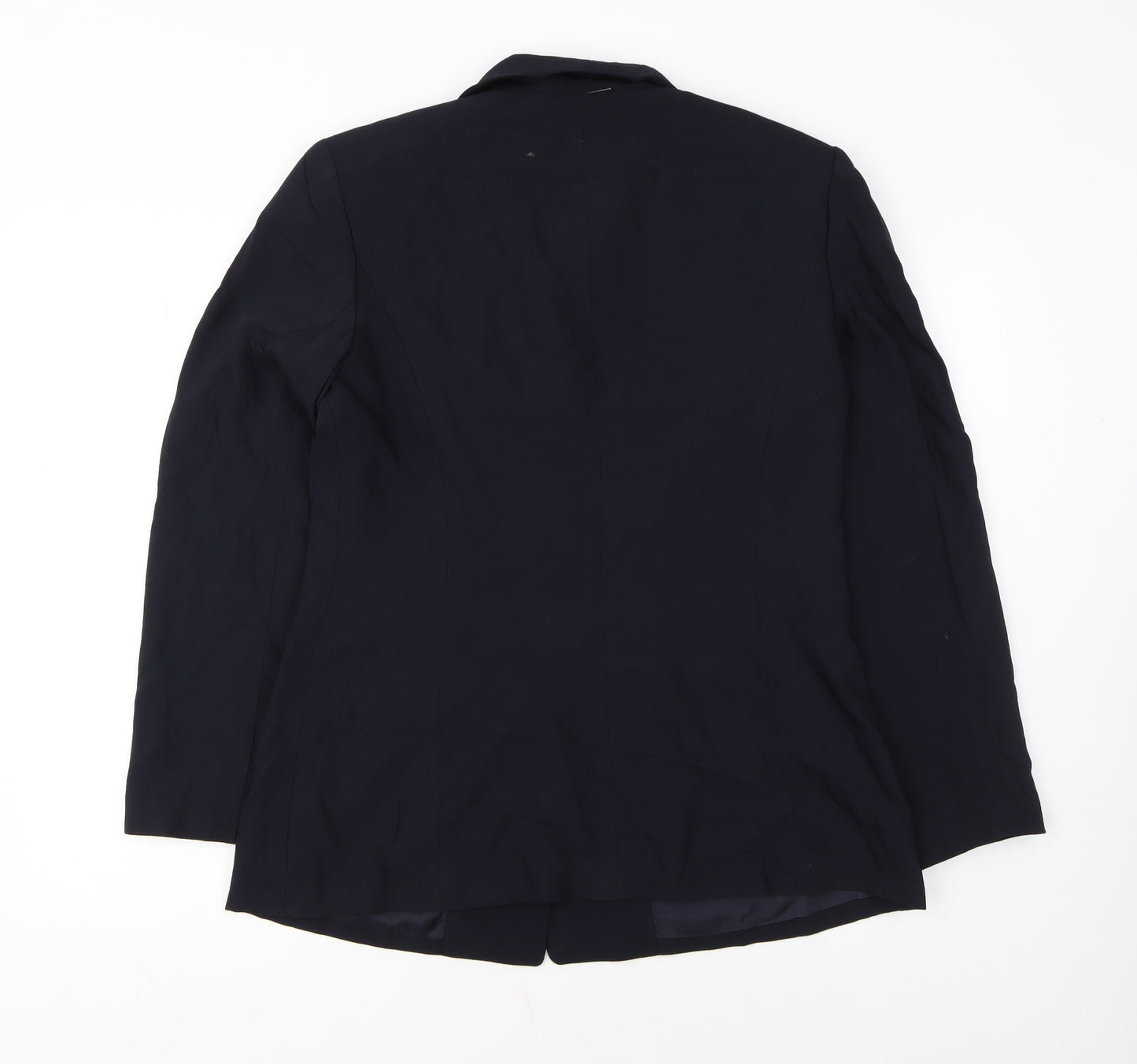 Ann Taylor Women's Navy Blue Wool Blend Blazer Size 14 Single-Breasted