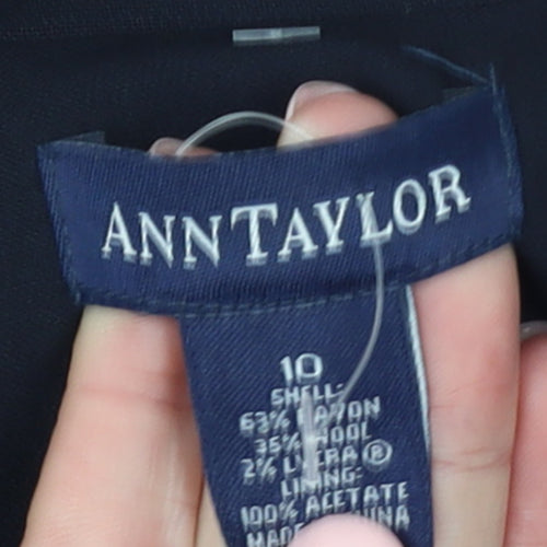 Ann Taylor Women's Navy Blue Wool Blend Blazer Size 14 Single-Breasted