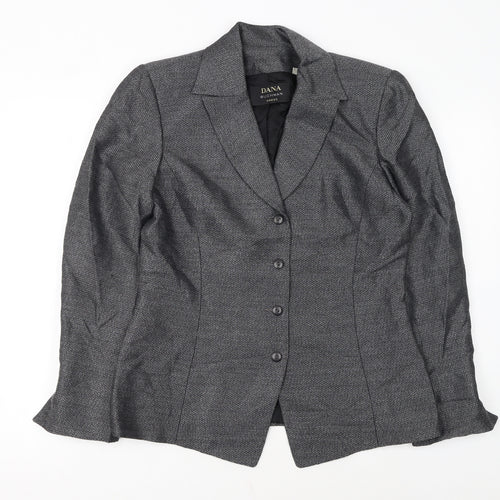 Dana Buchman Women’s Grey Tweed Blazer Size 8 Single-Breasted Jacket