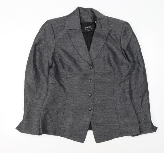 Dana Buchman Women’s Grey Tweed Blazer Size 8 Single-Breasted Jacket
