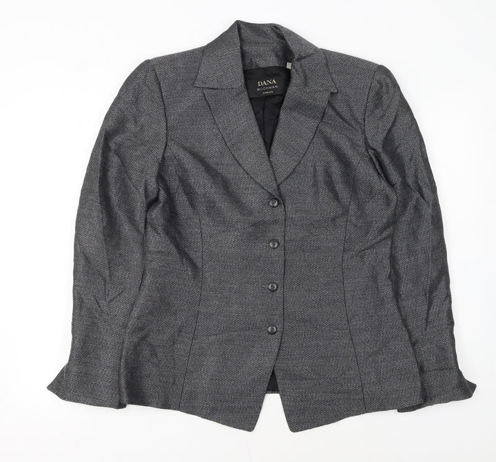 Dana Buchman Women’s Grey Tweed Blazer Size 8 Single-Breasted Jacket
