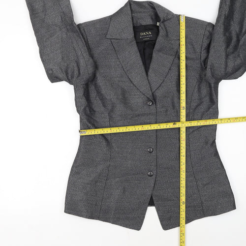 Dana Buchman Women’s Grey Tweed Blazer Size 8 Single-Breasted Jacket