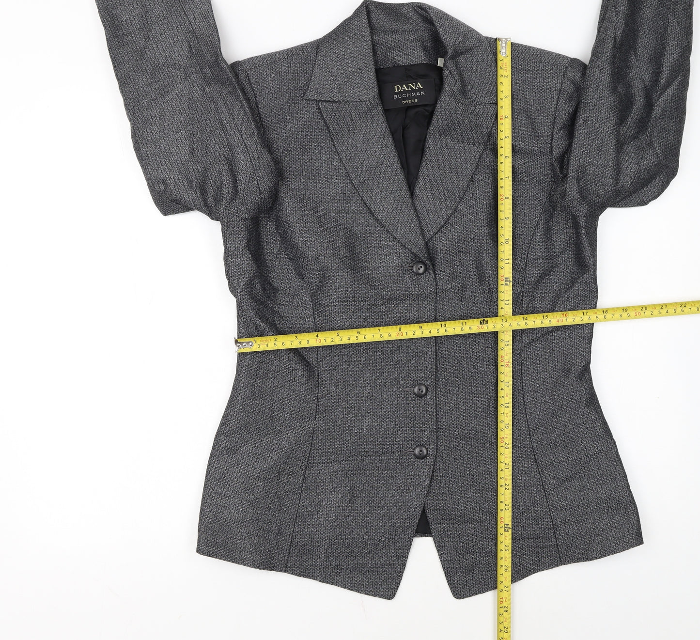 Dana Buchman Women’s Grey Tweed Blazer Size 8 Single-Breasted Jacket