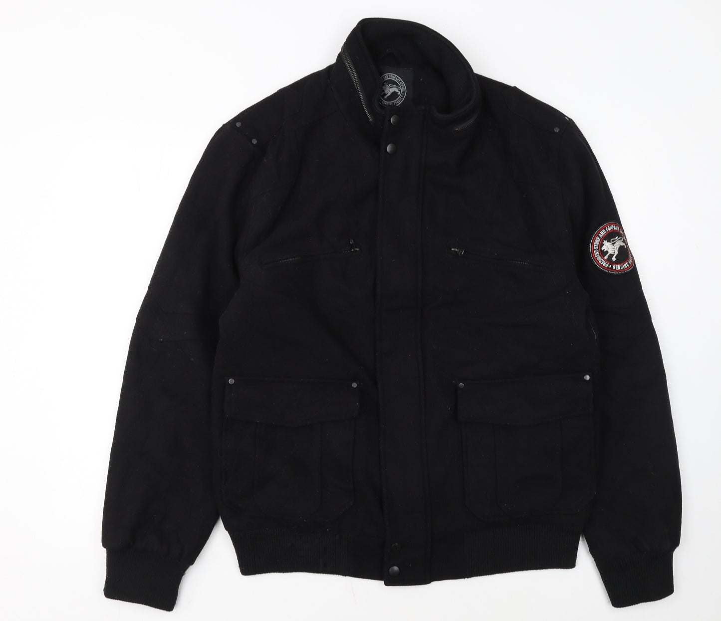 President Stone & Company Men’s Black Wool Blend Bomber Jacket M