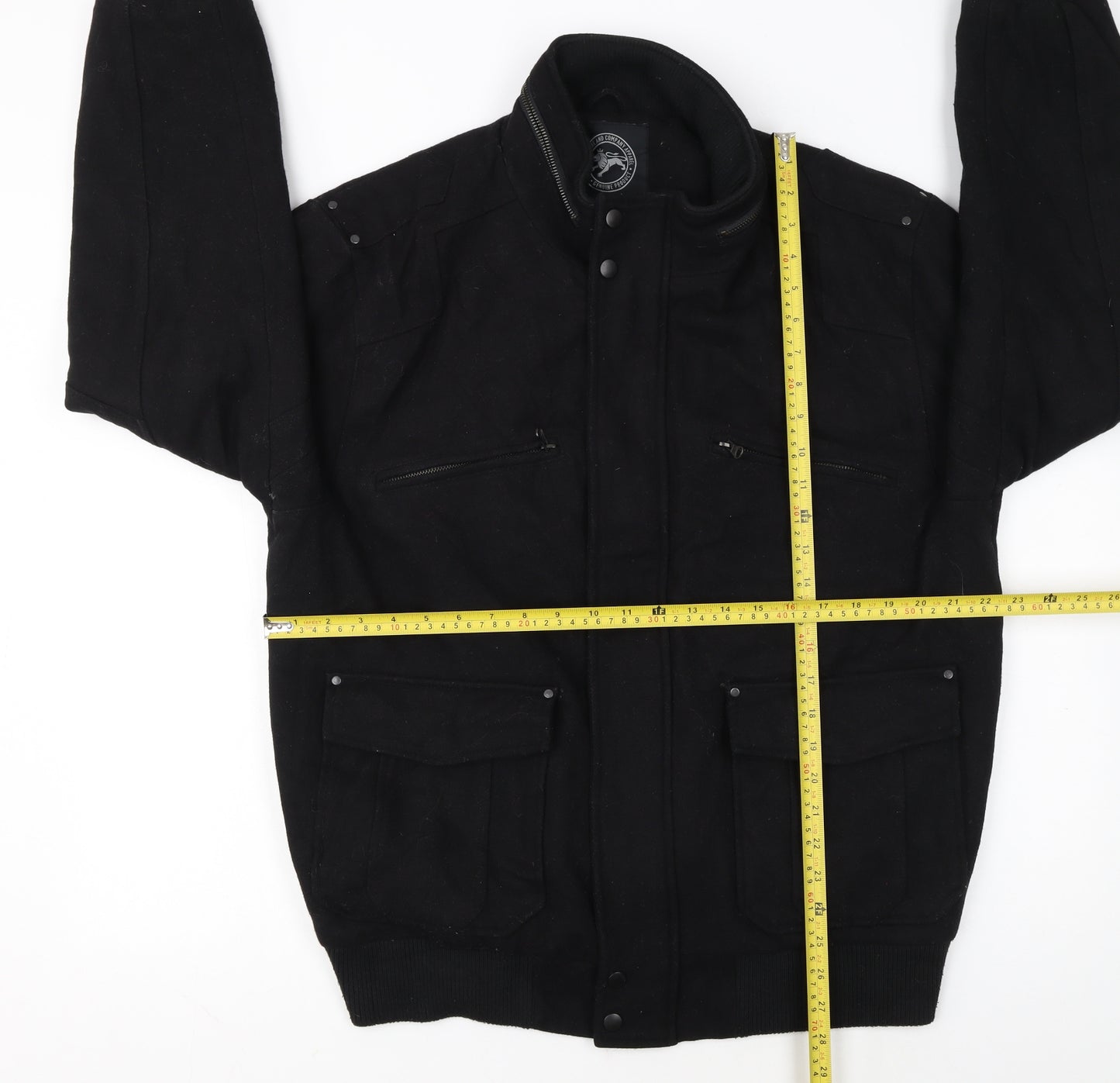 President Stone & Company Men’s Black Wool Blend Bomber Jacket M