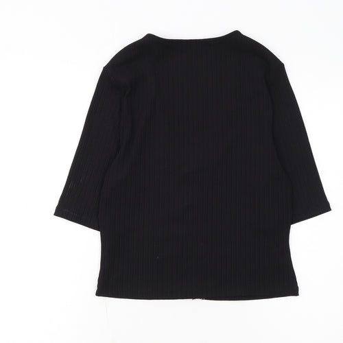 River Island Women’s Black Ribbed Zip Front Cropped Top Size 14