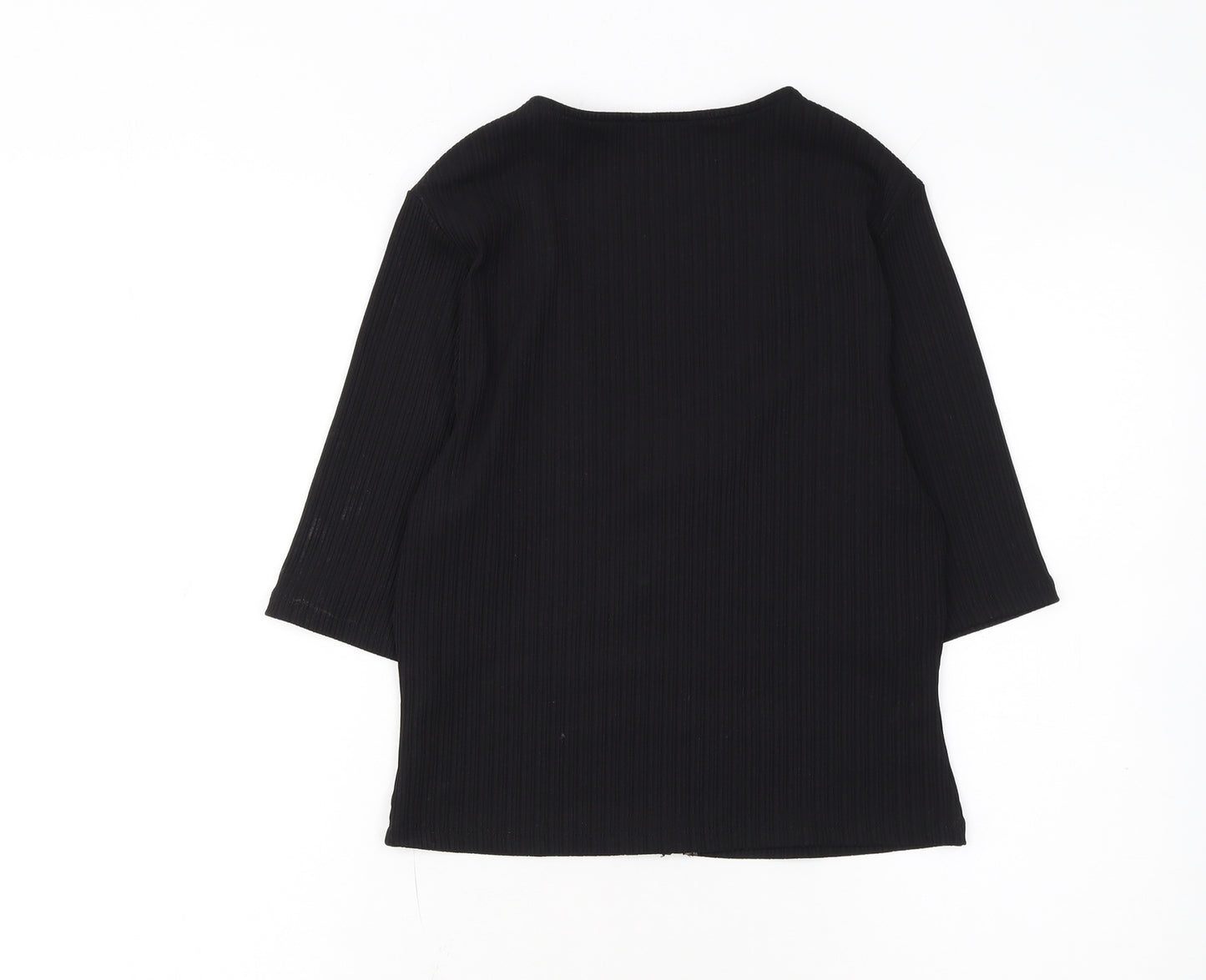River Island Women’s Black Ribbed Zip Front Cropped Top Size 14