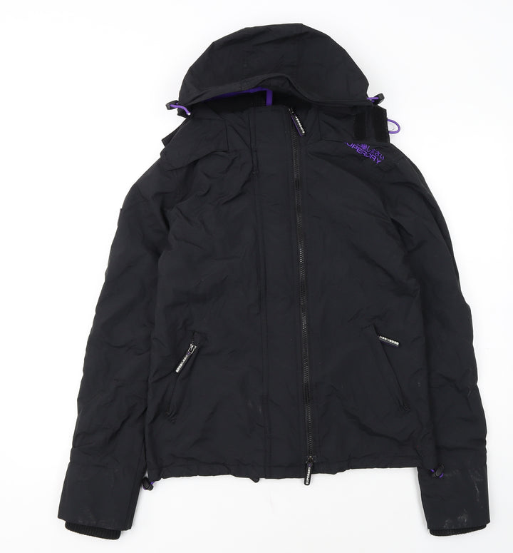 Superdry Womens Black Windbreaker Hooded Jacket Size S