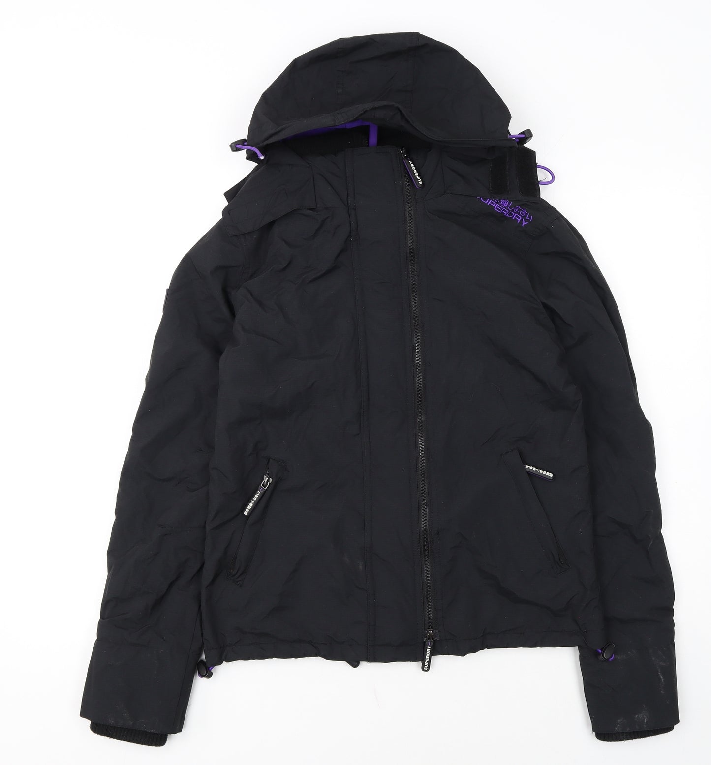 Superdry Womens Black Windbreaker Hooded Jacket Size S