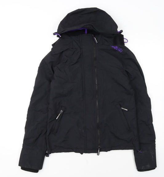 Superdry Womens Black Windbreaker Hooded Jacket Size S