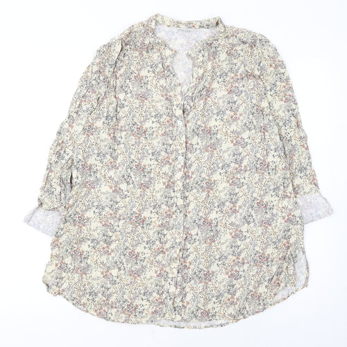 Cotswold Collections Womens Beige Floral Viscose Tunic Blouse Size 16