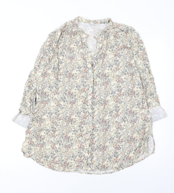 Cotswold Collections Womens Beige Floral Viscose Tunic Blouse Size 16