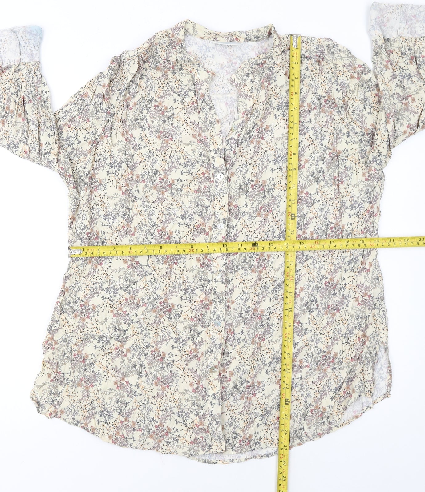 Cotswold Collections Womens Beige Floral Viscose Tunic Blouse Size 16