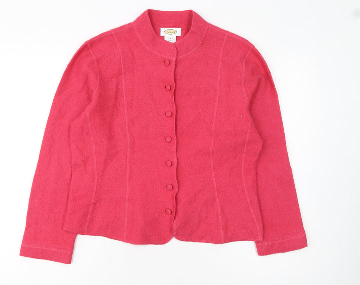 Talbots Womens Pink Wool Mock Neck Button Cardigan Medium