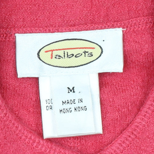 Talbots Womens Pink Wool Mock Neck Button Cardigan Medium