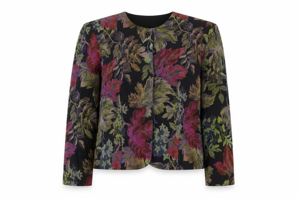 Front view of Linda Lundström Women's Multicoloured Floral Jacquard Suit Jacket, size 10