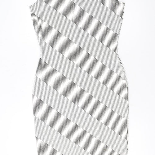 River Island Women Black Striped Bodycon Dress Size 10