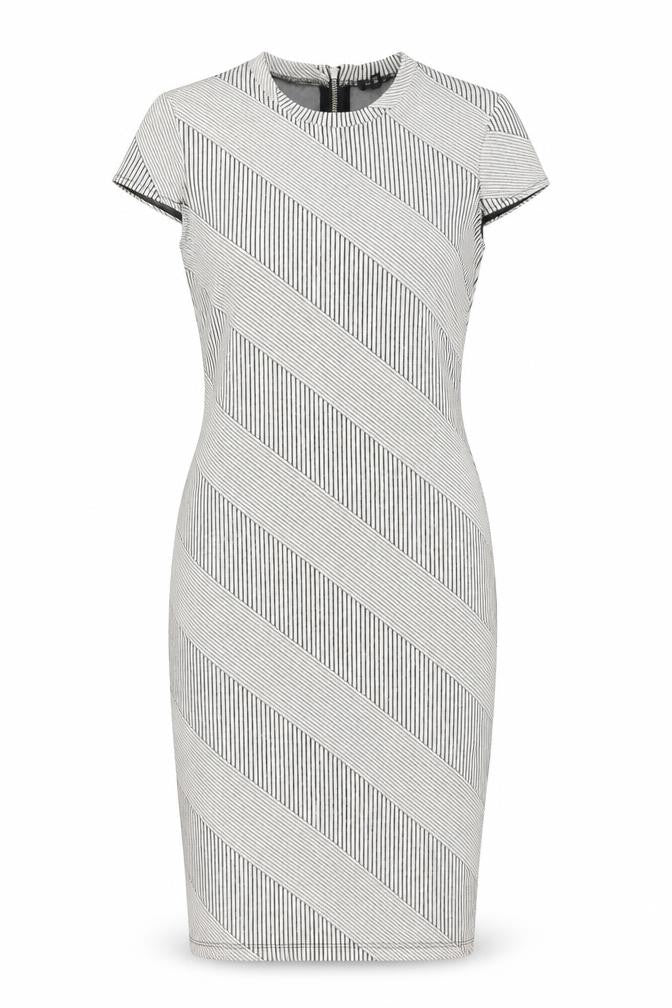 River Island Women Black Striped Bodycon Dress Size 10