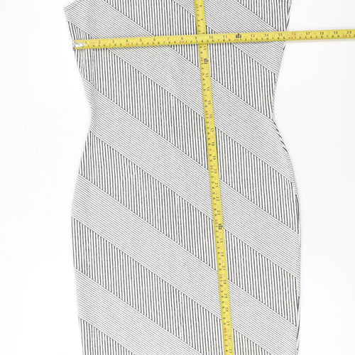 River Island Women Black Striped Bodycon Dress Size 10