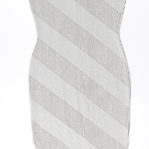 River Island Women Black Striped Bodycon Dress Size 10