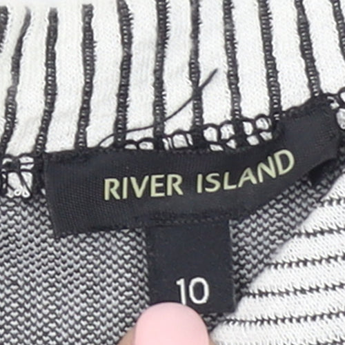 River Island Women Black Striped Bodycon Dress Size 10