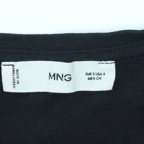 MNG Women’s Black Cotton Midi Tank Dress Size 8 Sleeveless Belted