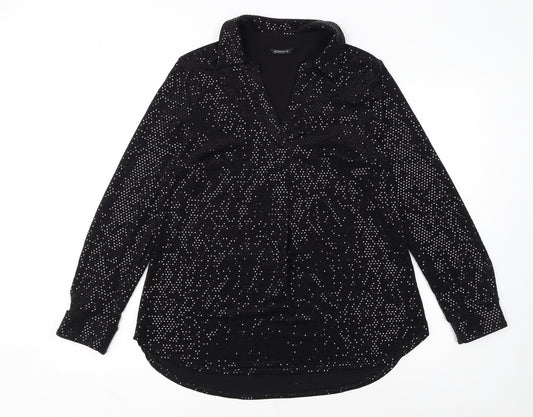 Roman Women Black Sequin Long Sleeve Tunic Blouse Size 12