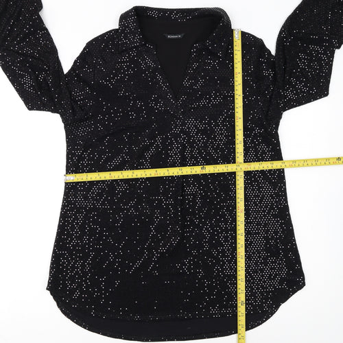 Roman Women Black Sequin Long Sleeve Tunic Blouse Size 12