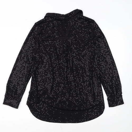 Roman Women Black Sequin Long Sleeve Tunic Blouse Size 12