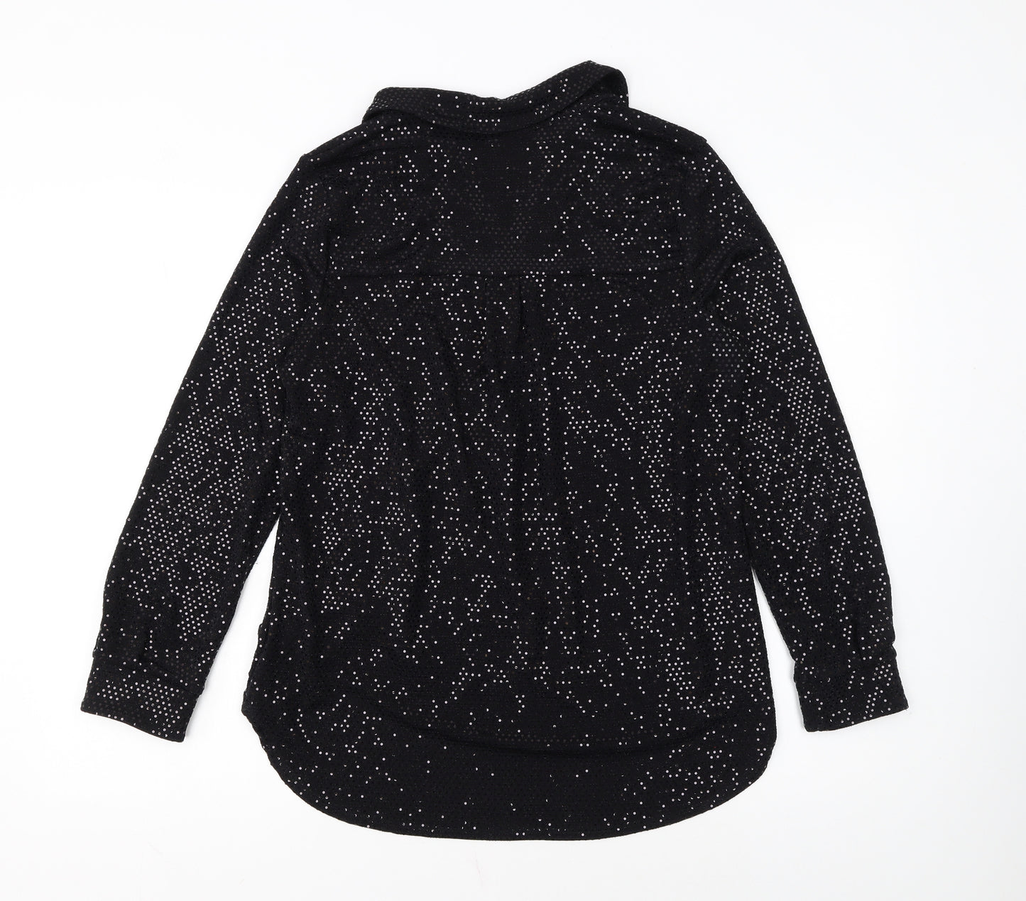 Roman Women Black Sequin Long Sleeve Tunic Blouse Size 12